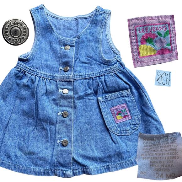 SOLD Lee Jeans Denim Jumper Dress Baby Sz 24 Months - Picture 1 of 4